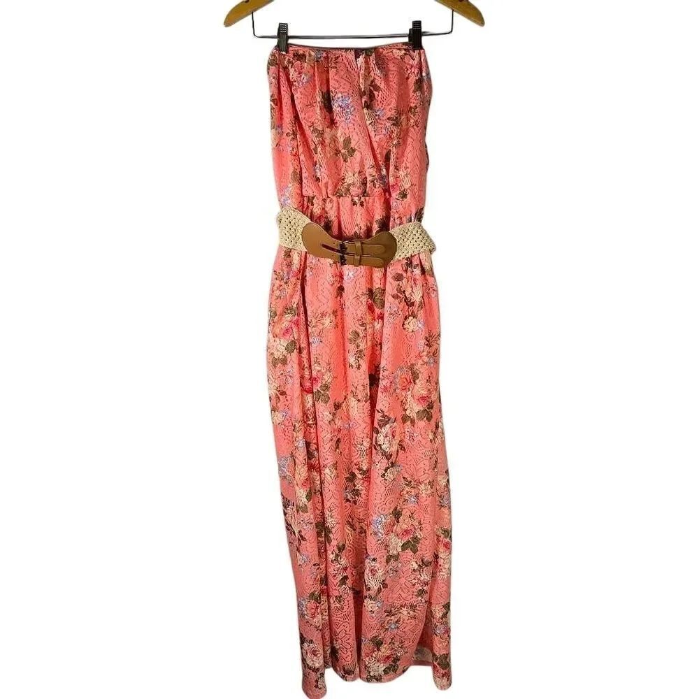 No Boundaries Floral Strapless Maxi Dress in Pink